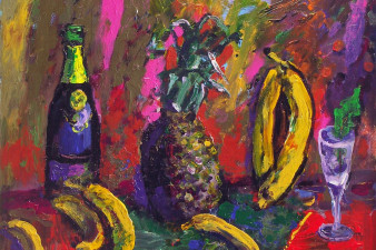 Ананас, бананы и шампанское. 2013. Холст, масло. 70х90